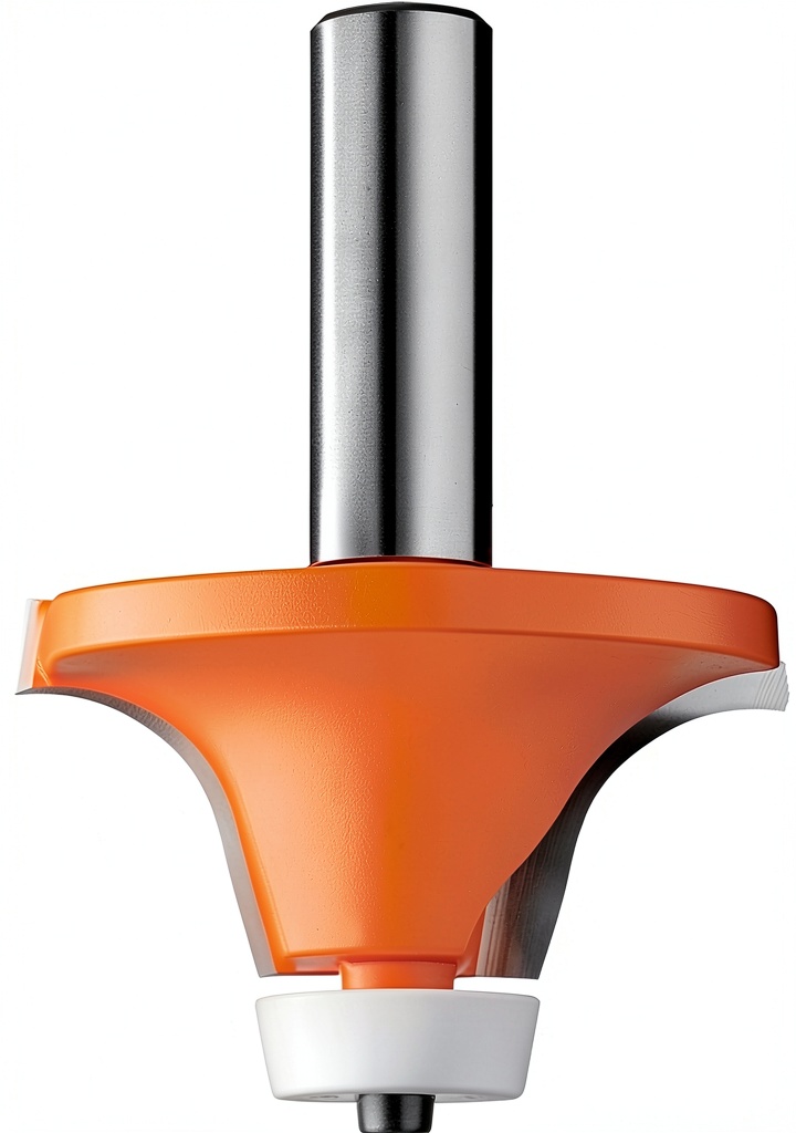 'CMT Roundover Router Bit in use on a countertop edge'
