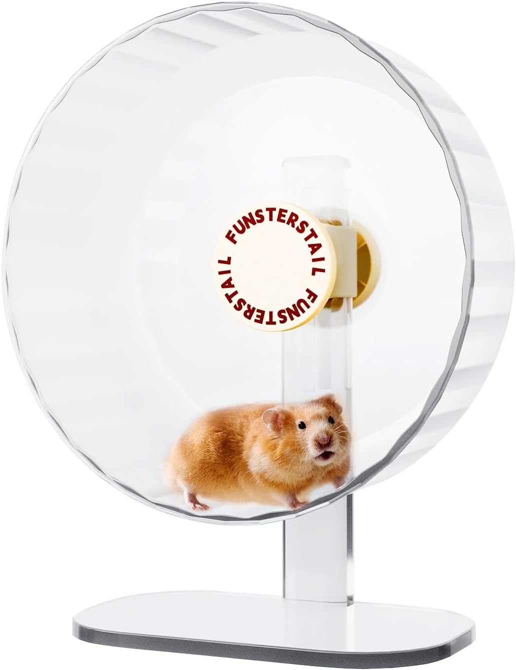 FunstersTail hamster wheel in Avocado Green color on a cage floor