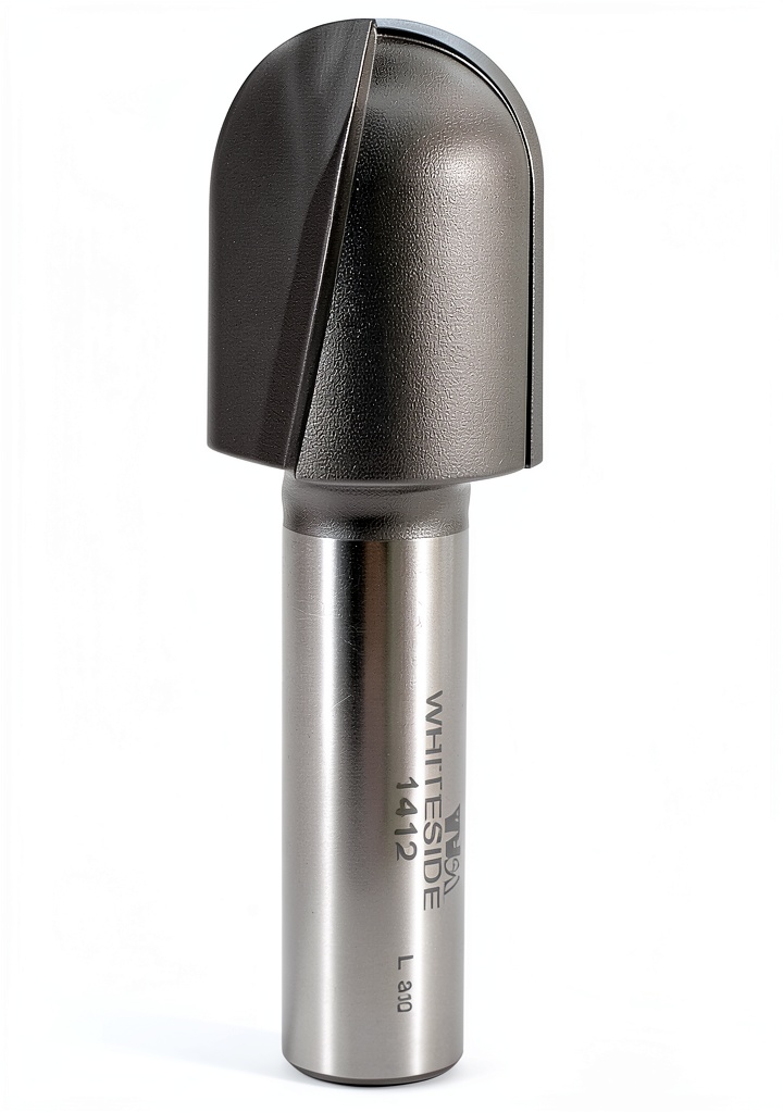 'Whiteside round over router bit in use on a wooden sign'