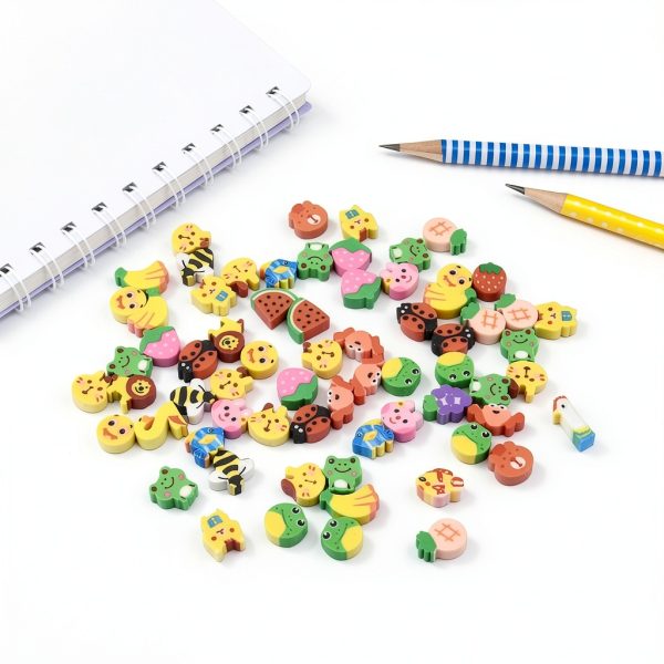 QDXATIVP Mini Rubber Erasers Small Assorted Animal Fruit Pack 300-2