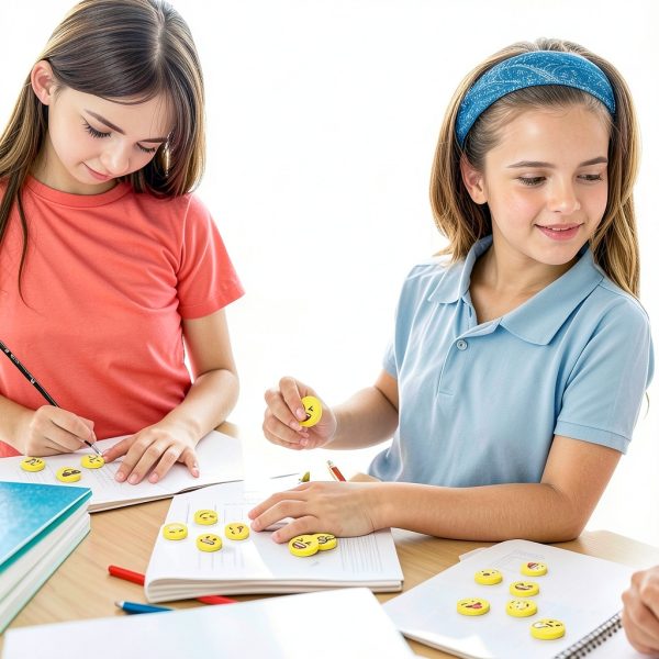 LovesTown Mini Rubber Pencil Erasers 60 Pack Yellow Small Round-4