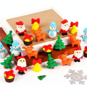 CCINEE 3D Christmas Eraser Set 30pcs Holiday Pencil Erasers for Kids-0