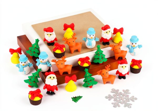 CCINEE 3D Christmas Eraser Set 30pcs Holiday Pencil Erasers for Kids-0
