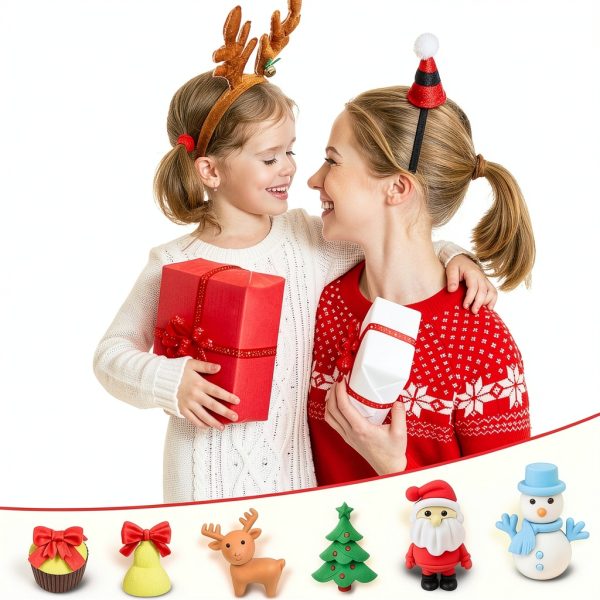 CCINEE 3D Christmas Eraser Set 30pcs Holiday Pencil Erasers for Kids-5