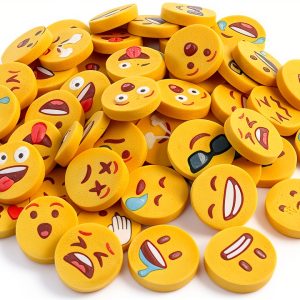 LovesTown Mini Rubber Pencil Erasers 60 Pack Yellow Small Round-0