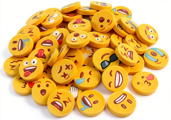 LovesTown Mini Rubber Pencil Erasers 60 Pack Yellow Small Round-0
