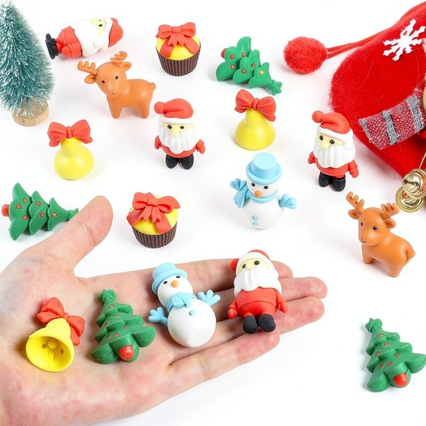 CCINEE 3D Christmas Eraser Set 30pcs Holiday Pencil Erasers for Kids-6