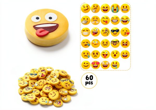 LovesTown Mini Rubber Pencil Erasers 60 Pack Yellow Small Round-2