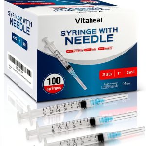 3ml Syringes 100 Pack with 23Ga 1.0in Needle Luer Lock by Vitaheal-0