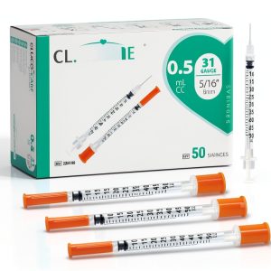 0.5 ml/cc Syringes 31G x 5/16’’ (8mm), Orange Cap, Box of 50 pcs-0