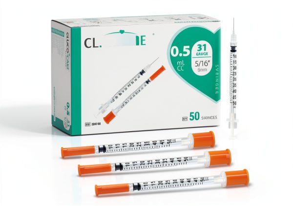0.5 ml/cc Syringes 31G x 5/16’’ (8mm), Orange Cap, Box of 50 pcs-0