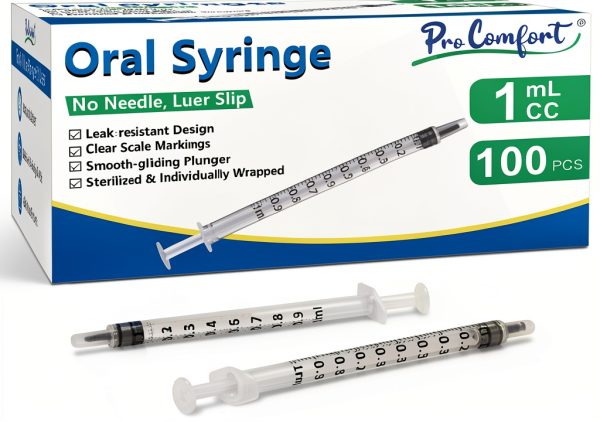 1ml Syringe without Needle, No Needle Individually Packaged Oral Syringe for Scientific Labs, Measurement, Dispensing, Oil or Glue Applicator Oral Dispenser-0