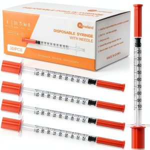 1ml Disposable Syringe 31G 5/16" (8mm) Needle Himeland 30 Pack-0